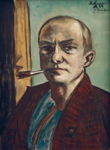 Yeşil gömlekli yeşil otoportre by Max Beckmann