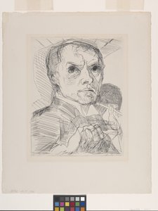 Kalemle Otoportre (kirli beyaz kağıt üzerinde kuru nokta) by Max Beckmann