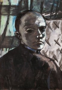 Yeşil perdeli otoportre by Max Beckmann
