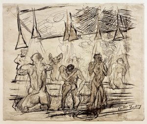 Askerler banyo - askerler duş by Max Beckmann