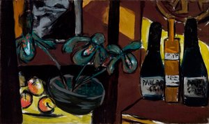Kahverengi ve Sarı Üzerine Natürmort (Şampanya Şişeleri ve Orkideler) by Max Beckmann