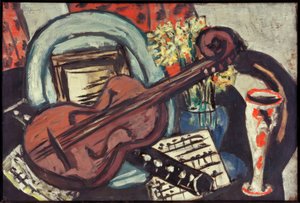Keman ve flüt ile natürmort by Max Beckmann