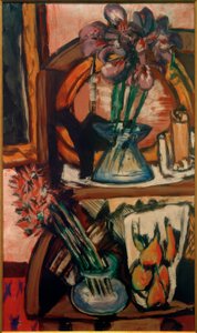 İki vazo çiçekli natürmort by Max Beckmann
