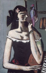 kadin, ile, lâ notasi, papağan by Max Beckmann