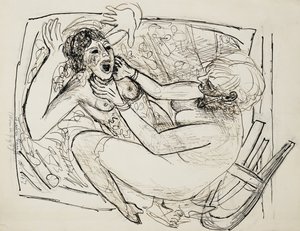 Dövüşen Kadınlar; kadınlar kavga by Max Beckmann