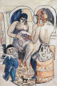 İki dansçı (mavi cüceli kız) by Max Beckmann
