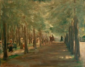 Biniciler ve yürüyüşçüler ile hayvanat bahçesinde sokak by Max Liebermann