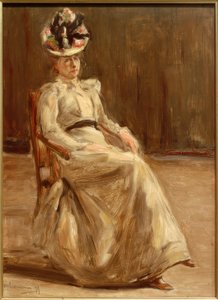 Tam figürlü oturan bir bayanın portresi by Max Liebermann