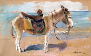 Noordwijk sahilinde eşek, 1908. by Max Liebermann