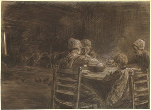 Doğu Frizyalı Köylüler Akşam Yemeği Yiyor by Max Liebermann