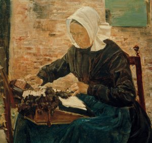 Hollandalı bir dantel üreticisi by Max Liebermann