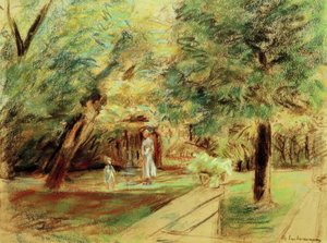 Çit bahçelerinin önünde dadı ile torunu by Max Liebermann