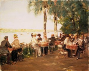 Su kenarında bahçe restoranı by Max Liebermann
