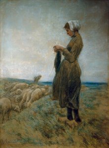 Hollandalı çoban kız (örgü çobanı) by Max Liebermann