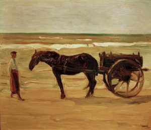Sahilde banyo görevlisinin arabası by Max Liebermann