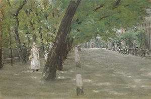 Kirchenallee, St. Georg, Hamburg (kağıt üzerinde pastel) by Max Liebermann