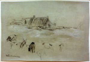 M.Liebermann, sahil evleri, keçiler ön planda by Max Liebermann