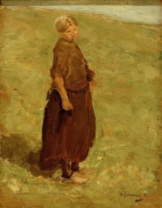 Sağda duran kumuldaki kız by Max Liebermann