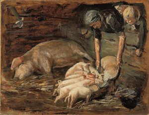 Domuz Ahırı, Kreş; Domuz ahırı, fidanlık, 1887 by Max Liebermann