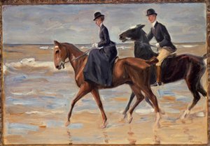 Sahilde at binicisi ve binici by Max Liebermann