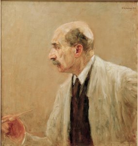 Soldaki profilde bir resim önlüğü içinde kendi portreniz by Max Liebermann