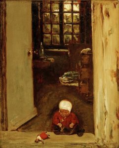 Ön kapıda oynayan çocuk by Max Liebermann