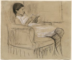 Sanatçının Kızı Käthe Sandalyede Okuma by Max Liebermann