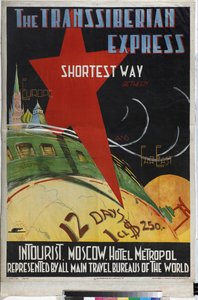 Le Transsiberien - Transsiberian express (Intourist şirketinin posteri) - Litvak, Max (1898-sonrası 1943) - 1930 - Renkli litografi - Rusya Devlet Kütüphanesi, Moskova by Max Litvak