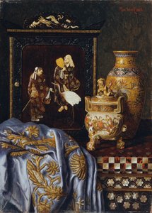 Japon sanat nesneleri ile natürmort by Max Schodl