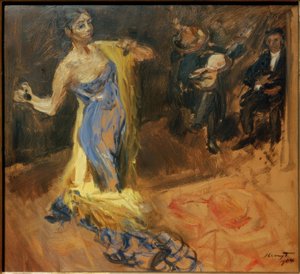 Skizze zu Marietta di Rigardo / Marietta tanzend mit zwei Musizierenden by Max Slevogt