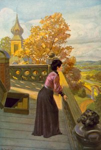 Charlotte Bronte tarafından Jane Eyre için illüstrasyon (renkli taş)