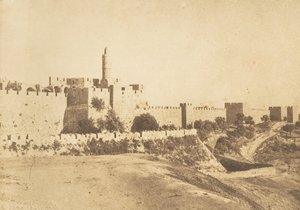 David Daoud Kalesy Kalesi ve Kudüs surları, Ağustos 1850. by Maxime Du Camp