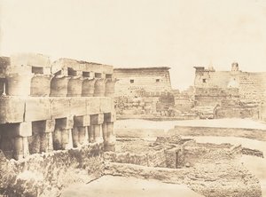 Güneyden alınan Luksor Sarayı ve Köyü, Teb, 1849-50. by Maxime Du Camp