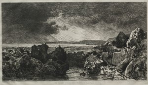 Trouville yakınlarındaki siyah kayalar. by Maxime Lalanne