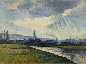 Couillet, Charleroi, Nehir Boyunca Manzara; Couillet, Charleroi, Nehir Kenarında Manzara, 1896