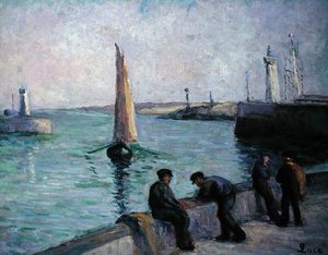 Bir Limandaki Balıkçılar, 1920 dolayları (tuval üzerine yağlı boya) by Maximilien Luce