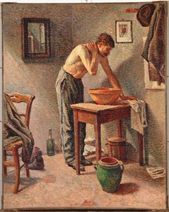 Kendini yıkayan adam (tuval üzerine yağlıboya) by Maximilien Luce