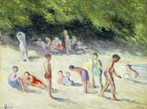 Mericourt Yıkananlar; La Baignade ve Mericourt, 1935 by Maximilien Luce