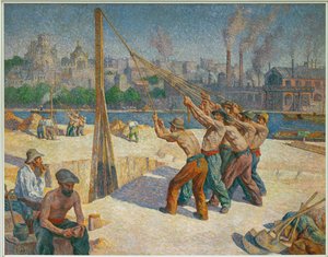 Kazık çakıcılar (tuval üzerine yağlıboya) by Maximilien Luce