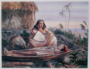 Tahiti'de Bir Cenaze, c.1841-48 (kağıt üzerine suluboya)