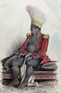 Nuku-Hiva adasında bir Fransız albay üniforması giymiş Kral Te Moana, c.1841-48 (kağıt üzerinde kalem, mürekkep ve tuvalet)