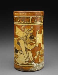 Maymun ve Köpek Tanrılı Gemi, MS 600-900 (kaymalı toprak kap) by Mayan