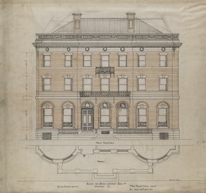 Bryan Lathrop House, Chicago, Illinois, Önden Yükseklik ve Teras Planı, 1892. by Mead and White McKim