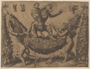 Putti bir maymunla alay ediyor Papa