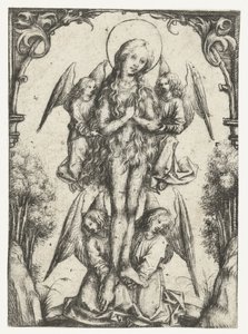 Dört melek ile St Mary Magdalene yüksekliği by Meester van het Amsterdamse Kabinet