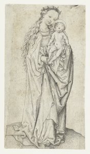 Apple ile Madonna ve Çocuk Ayakta by Meester van het Amsterdamse Kabinet
