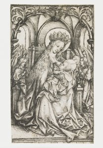 Melekler tarafından tapılan tahta Madonna by Meester van het Amsterdamse Kabinet
