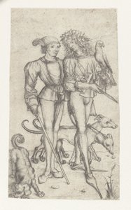 Falconer ve arkadaşı by Meester van het Amsterdamse Kabinet