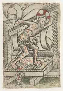 şarap presinde İsa by Meester van het Martyrium der Tienduizend