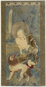 Aslanlı Adam. Meicho (1427-1532) tarafından ipek üzerine boyama. by Meicho